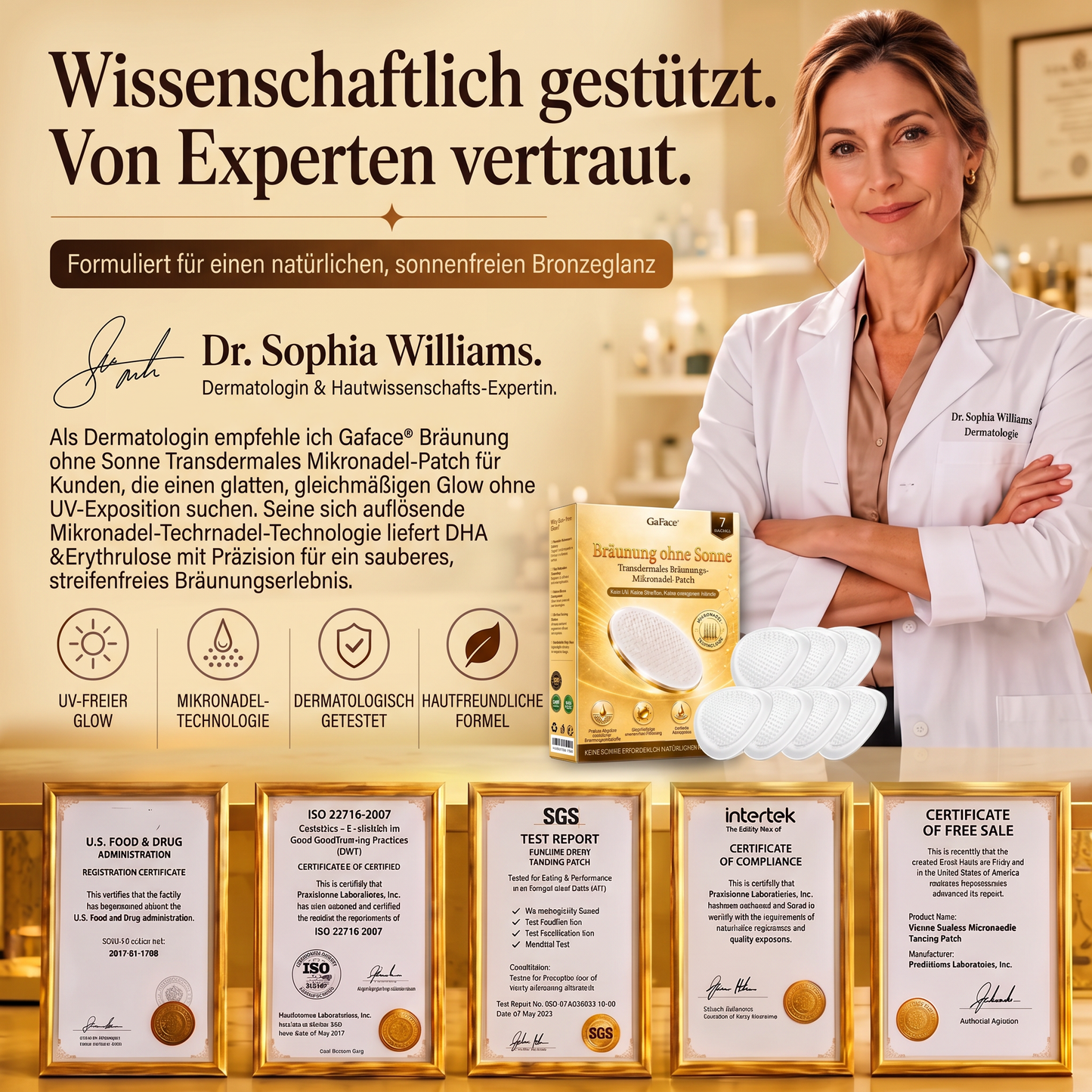 𝗚𝗮𝗳𝗮𝗰𝗲® Sonnenfreies Natürliches Bronze-Glow Transdermales Mikronadel-Bräunungspflaster