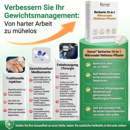 Von Ärzten empfohlen 🌟 | Kevrai® Berberin 10-in-1 Nano-Mikronadelpflaster | ✅ Wissenschaftlich fundierte Formel | Fortschrittliche 10-in-1-Mischung | Sichtbare Ergebnisse in 7 Tagen 🏅