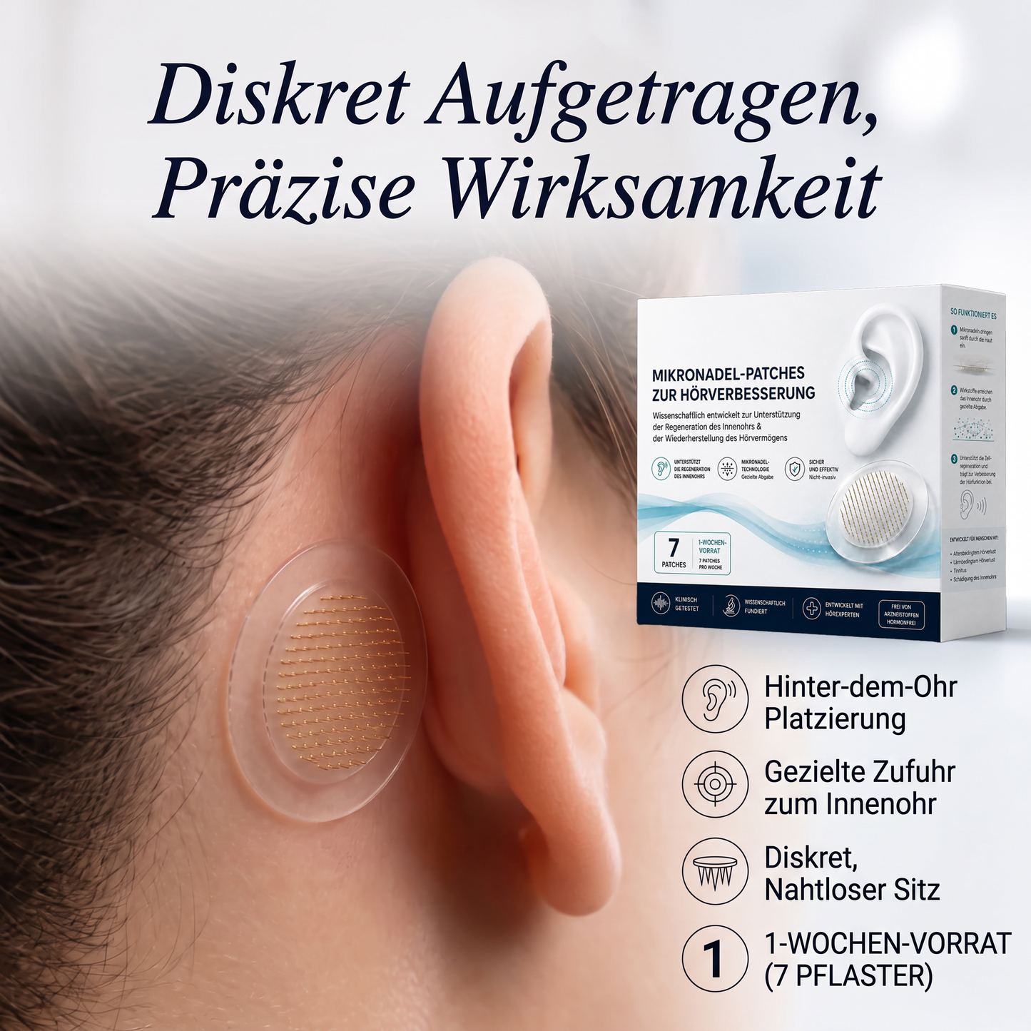 Nuvarynne™ Hearing Repair Mikronadel-Pflaster – Fortschrittliches Ohr-Wellness-Unterstützungspflaster für Hörgesundheit, Klangklarheit, Ohrkomfort & tägliche Hörunterstützung