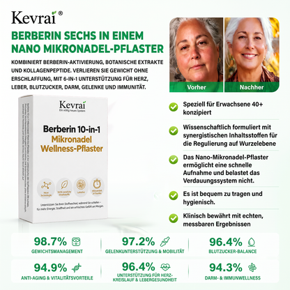 Von Ärzten empfohlen 🌟 | Kevrai® Berberin 10-in-1 Nano-Mikronadelpflaster | ✅ Wissenschaftlich fundierte Formel | Fortschrittliche 10-in-1-Mischung | Sichtbare Ergebnisse in 7 Tagen 🏅