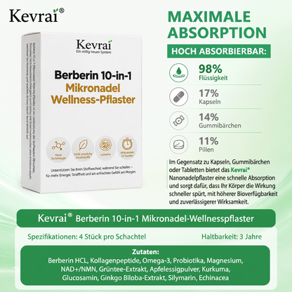 Von Ärzten empfohlen 🌟 | Kevrai® Berberin 10-in-1 Nano-Mikronadelpflaster | ✅ Wissenschaftlich fundierte Formel | Fortschrittliche 10-in-1-Mischung | Sichtbare Ergebnisse in 7 Tagen 🏅