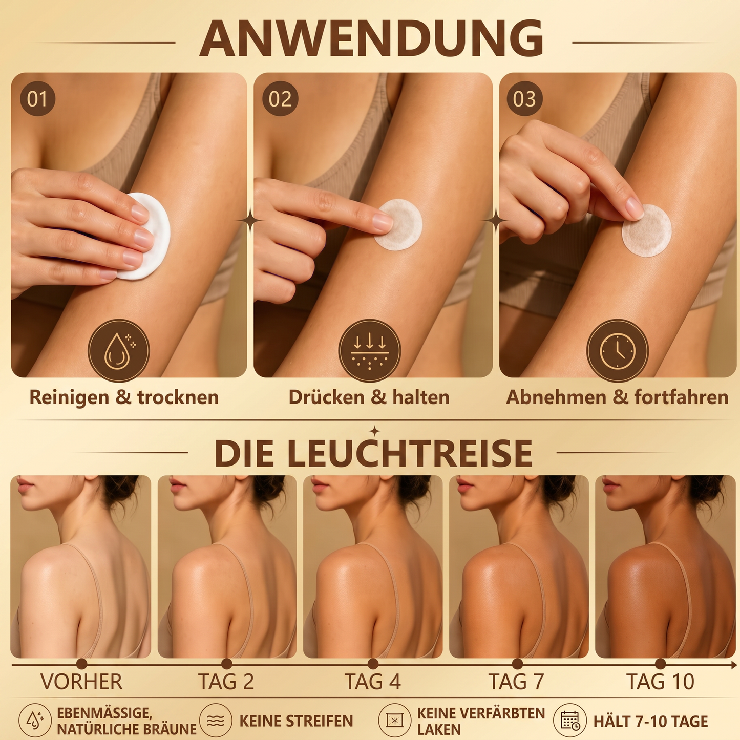 𝗚𝗮𝗳𝗮𝗰𝗲® Sonnenfreies Natürliches Bronze-Glow Transdermales Mikronadel-Bräunungspflaster