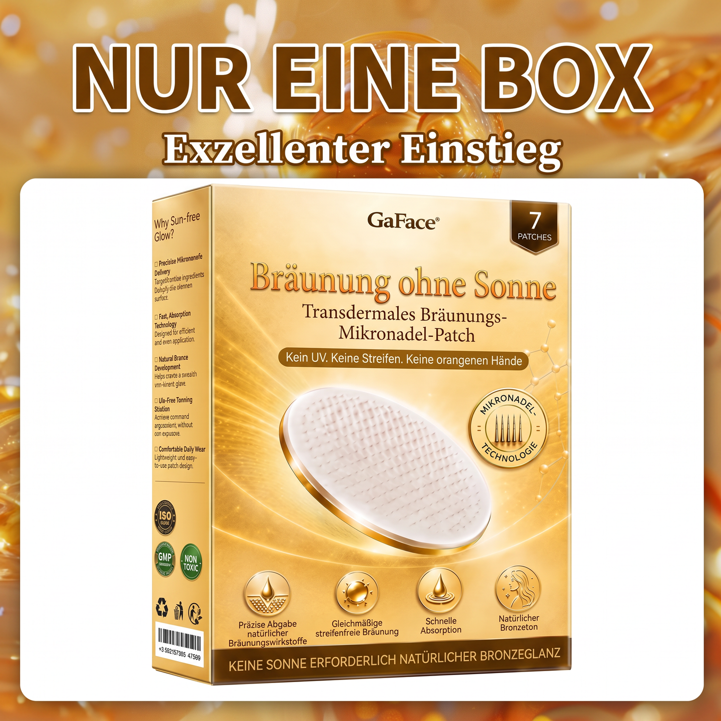 𝗚𝗮𝗳𝗮𝗰𝗲® Sonnenfreies Natürliches Bronze-Glow Transdermales Mikronadel-Bräunungspflaster