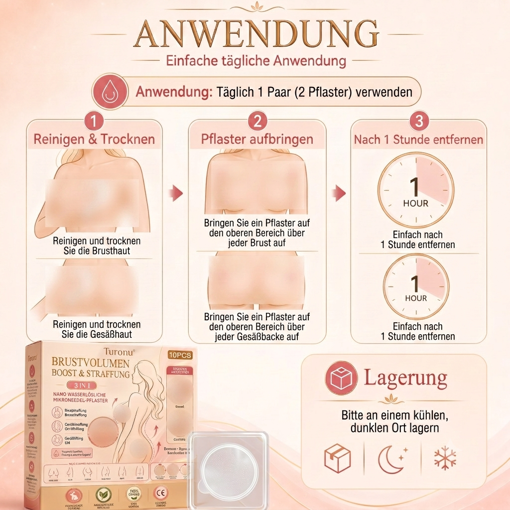 💥 Turonu® 💗 Gezieltes Pflaster zur Brustvergrößerung mit fortschrittlichen Nano-Mikronadeln 💃